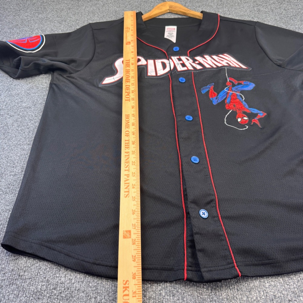 Marvel Spider-Man Baseball Jersey Mens XL Black Good Embroidered Mesh 62 - Picture 10 of 11